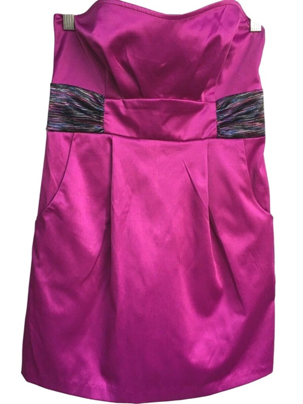 Akira Chicago Strapless Mini Dress Size M Fuchsia Purple Prom Sexy Club Stretchy - Picture 2 of 11